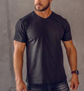 Verano OEM personalizado cuello en V 100% algodón ropa básica de Hombre Camisetas logotipo personalizado y tamaño de los hombres camisetas con cuello en V al por mayor - Product Image 3