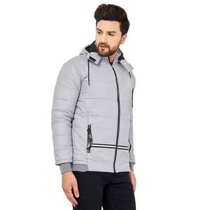 Vente en gros de doudounes pour hommes avec logo personnalisé Veste universitaire à capuche avec fermeture à glissière Streetwear coupe-vent - Product Image 5