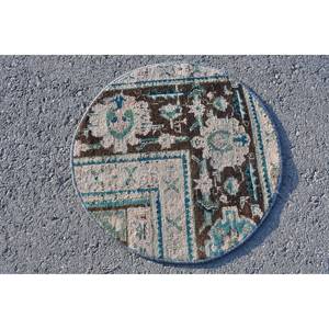 Handmade Traditional Green Blue 1.9x1.9ft Turkish <b>Rug</b> Large Area Abstract Pattern Rectangle <b>Rugs</b> for Bedroom Hallway <b>Bedside</b> Use - Product Image 1