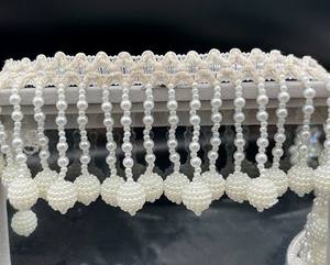 Pearls Dangling <b>Beaded</b> Tassels Lace Trim Pearls <b>Fringe</b> Trim For Dress Embellishments - Product Image 2