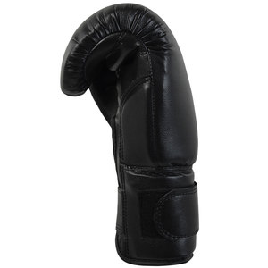 Guantes de boxeo profesionales con logotipo personalizado Cuero sintético negro con color de tiempo Origen de peso ODM - Product Image 3