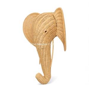 Décoration murale en rotin naturel tressé à la main, style bohème, en forme d'éléphant, pour chambre de bébé, décoration écologique amusante pour la maison - Product Image 3