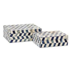 Boîtes à bijoux de luxe en incrustation d'os boîte décorative de conception florale bleue d'excellente qualité d'Inde - Product Image 6