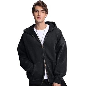 Sudadera con capucha de gran tamaño de algodón GSM 350 de alta calidad, ropa de calle, sudadera con capucha personalizada en blanco liso de lana gruesa para hombre - Product Image 1