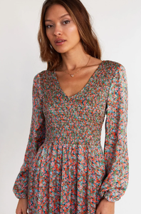 เดรสยาวคอวีพิมพ์ลายดิจิทัลสำหรับผู้หญิงสำหรับฤดูร้อนเดรสยาวแต่งระบายลำลอง - Product Image 5