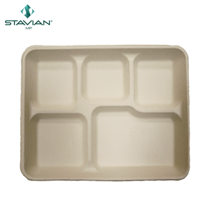 Micro-ondes dessus entièrement résistant aux fuites plateau à 5 compartiments vaisselle jetable vaisselle capacité 530ml compostable - Product Image 4