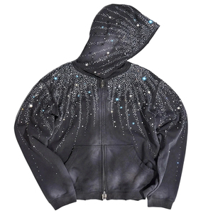 Sudadera con Capucha Marrón 100% Algodón, Invierno, Estampado Digital, con Pedrería, Ecológica, con Bolsillo, Estilo Urbano - Product Image 6