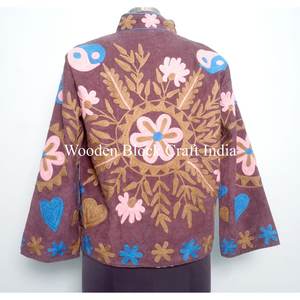 Custom Made Embroidered cotrise Woven Wool Jackets with Cotton Filled Artisan Craftsmanship Windproof Multi Coloured jacket - Product Image 5