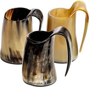 Horn Mug for Men and Women Genuine Indian Handcrafted <b>Viking</b> Horn <b>Cup</b> Original Medieval 20 Oz Stein Ox Drinking Horn Tankard - Product Image 1
