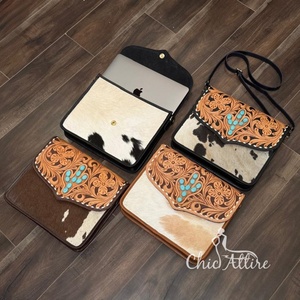 Moda mano Tooled cuero Crossbody Laptop Bags Durable Laptop Sleeves Case para MacBook Portable Laptop Cover bolsos de hombro - Product Image 1