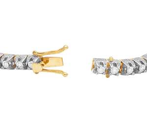 Bracelet tennis en argent sterling 925 plaqué or, serti de moissanite, magnifiquement conçu, pour femmes - Cadeau de mariage et de fête - Product Image 4