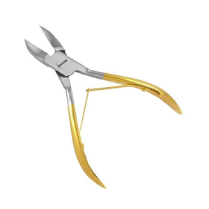 Pinces à cuticules en acier inoxydable à ressort à Double Action 5mm, pinces à ongles à pointe/poignée en or de ZACHARY INDUSTRIES - Product Image 1