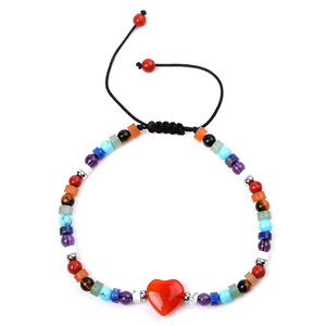Bracelet unisexe ajustable à perles avec breloque cœur, multicolore, en acier inoxydable, style bohème tendance, cadeau de bijoux - Product Image 5