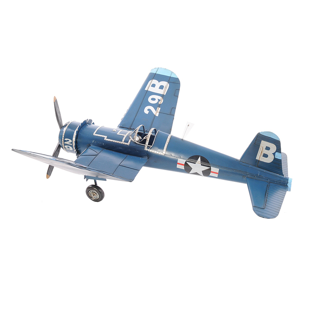 F4U Corsair 1942 Vintage Aircraft Model Classic World War Two Aviation Decor Freestanding Handmade Painted Wood