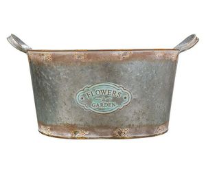 Seau de jardinière galvanisé charmant avec image de toilette gravée et style vintage pour conteneur de plantes et d'herbes d'extérieur - Product Image 4