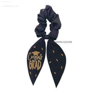 Bordado de semillas con cuentas negras Scrunchies hermoso accesorio para el cabello para la moda inspirada en la graduación personalizada India hecha a mano - Product Image 4