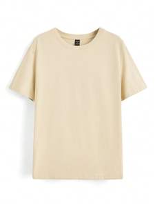 T-shirt à manches courtes en coton épais 230g pour hommes T-shirt à manches courtes en pur coton ample de couleur unie - Product Image 2