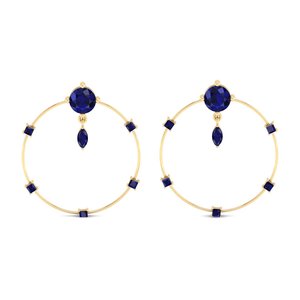 Boucles d'oreilles créoles en saphir bleu classique REYES, certifiées GRA, en argent sterling 925, cadeau de mariage, bijoux de fête pour femmes - Product Image 2