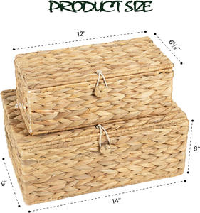 Boîtes de rangement en jacinthe d'eau naturelle tissées à la main de conception unique avec couvercles pour la décoration intérieure et l'organisation de la cuisine - Product Image 3