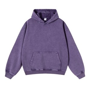 2025, venta al por mayor, Sudadera con capucha lavada con ácido para hombre, informal, de Color sólido, 100% algodón, transpirable y de gran tamaño, sudaderas con capucha para hombre - Product Image 4