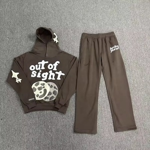 Nuevo estilo de ropa de calle, chándal para hombre, logotipo personalizado, estampado Puff, sudaderas con capucha de gran tamaño y pantalones para correr, conjuntos de 2 piezas, chándal Unisex - Product Image 4