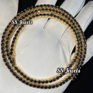 Chaîne de tennis de luxe de 4 mm en argent sterling 925 avec moissanite noire VVS plaquée rhodium, collier de tennis unisexe glacé - Product Image 1