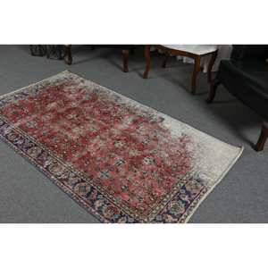 พรมขนแกะสีน้ำเงินสีแดงคลาสสิกขนาด3.6 X 6.5ft แฮนด์เมดพื้นที่ขนาดใหญ่แบบตุรกีสี่เหลี่ยมโถงทางเดินการเย็บปะติดปะต่อกันดีไซน์แอบสแตรกแผ่นรองยางขนาด10มม. - Product Image 4