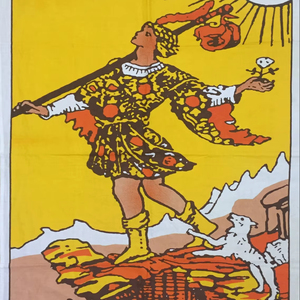 Tapisserie faite à la main carte de tarot belle affiche petit le fou coton tenture murale décor à la maison par les expéditeurs indiens - Product Image 1