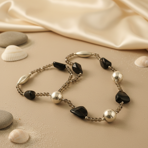 Collier en onyx perlé et perles d'eau douce pour femmes, chaînes religieuses tendance avec motif de chiffres et de lettres pour les fêtes ou les cadeaux - Product Image 3