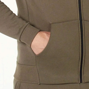 Sweat à capuche sportif d'hiver pour hommes avec broderie fermeture à glissière tissu polaire en coton mélangé haute qualité tarifs bon marché - Product Image 6