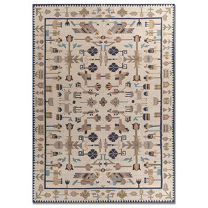 Bedouin Ivory Flat Weaves Wool <b>Rug</b> Handmade Geometric Braided Rectangle for Home for Living Room or Bedroom-ADWL-23013 - Product Image 1