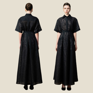 VENESSA POINTED COLLAR SHIRT Features Handcrafted Leaf Details In Soft Leaf Luxe <b>Fabric</b> With A Sharp Elegant Collar - Product Image 5