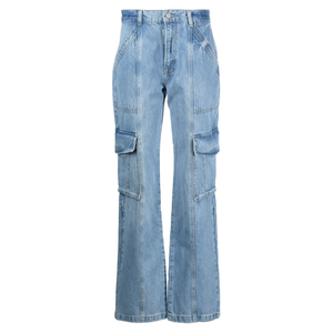 Nouveau pantalon en jean décontracté de style cargo confortable pour femmes, taille haute, jambe droite, longueur entière, pantalon en jean pour femmes - Product Image 1