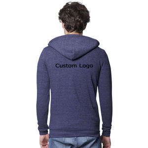 Sweats à capuche bleu marine à fermeture éclair 50% polyester 37% sweats à capuche en coton filé à anneau peigné unisexe concevez vos propres sweats à capuche - Product Image 3