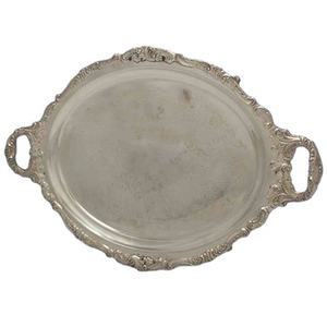 Modern Silver Metal Serving <b>Tray</b> Perfect for Elegant Table Settings and Serving Snacks or <b>Drinks</b> - Product Image 1
