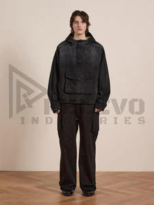 เสื้อมีฮู้ดแบบมีซิปด้านหน้าผ้าฟลีซโอเวอร์ไซส์โอเวอร์ไซส์ผ้าฟลีซผ้าฝ้ายซีดไปจากแสงแดดออกแบบได้ตามต้องการ - Product Image 3