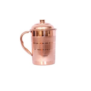 Pichet en cuivre de qualité supérieure fini or brillant de haute qualité avec couvercle pour servir l'eau à usage domestique dans la cuisine - Product Image 4