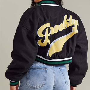 Venta al por mayor de moda de manga larga de las mujeres chaqueta de bombardero con logotipo personalizado chaqueta de béisbol de las mujeres - Product Image 3