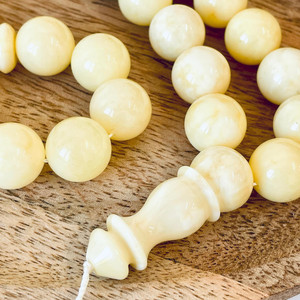 ลูกประคำอำพันขาวธรรมชาติ, ลูกประคำอำพันขาวสำหรับชาวมุสลิม, ขนาดเม็ด 14 มม. - Product Image 2