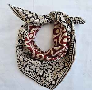 Hand Block Printed Organic Cotton <b>Bandana</b> Scarf <b>Paisley</b> Design - Product Image 1