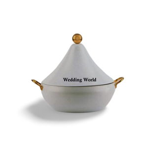 Hotpot de doble pared de Metal, utensilios de cocina con acabado blanco, calentador de alimentos de lujo, cazuela de diseñador hecha a mano de tamaño personalizado - Product Image 1