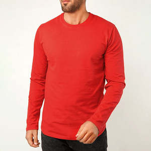 Factory Direct High Quality 100% Cotton Knitted <b>Men's</b> Long Sleeve <b>Crew</b> <b>Neck</b> <b>T</b>-<b>Shirt</b> Breathable with Customized Embroidered Logo - Product Image 4