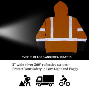 3 Winter Heavy Duty <b>Fleece</b> Sweatshirt with Construction Safety Hood High Visibility Customizable Logo - Product Image 6