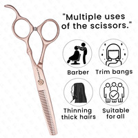 Ciseaux de coiffure professionnels en or rose en acier inoxydable échantillon gratuit ciseaux amincissants de coupe de cheveux de barbier par Bahasa Pro