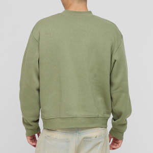 Sweat-shirt à col rond de dernière génération 2025, tissu 100% coton, couleur vert clair, manches longues, pull oversize pour homme - Product Image 2