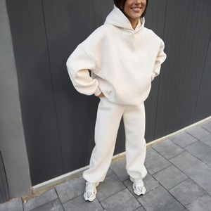 Survêtement en polaire pour femmes |   Ensemble sweat-shirt oversize et pantalon palazzo - Product Image 4