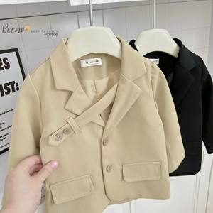 Haute qualité 3 pièces formel revers costume croix ceinture ensemble nouveauté garçons bébé vêtements tendance en gros 1-7 ans enfants hiver - Product Image 2