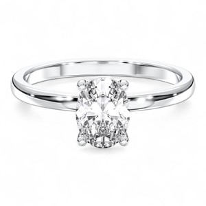 Bague de fiançailles solitaire en or massif pour femme, taille ovale, 1.50 carats, E-F/VVS-VS, Moissanite - Product Image 6