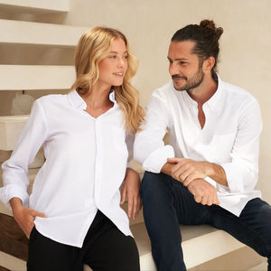 Camisa de esmoquin formal unisex BEAM, cuello alto liso, 60% algodón, 40% tejido de punto, un bolsillo izquierdo en el pecho, ODM, otoño - Product Image 4