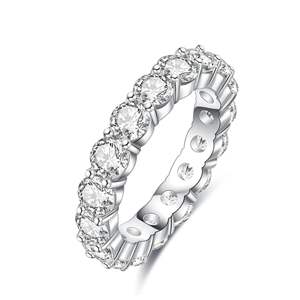 Anillo de Eternidad RITZIN con Moissanita de Estilo Elegante, Corte Redondo, Diamante Cultivado en Laboratorio, Plata de Ley, Anillo de Boda para Mujer - Product Image 5